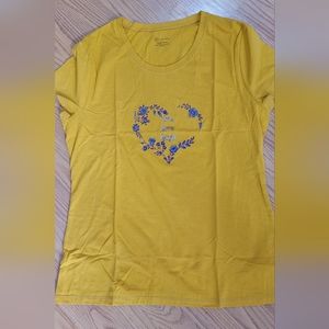 Woman embroidered T-shirt with rhinestones "Live-Love-Laugh"